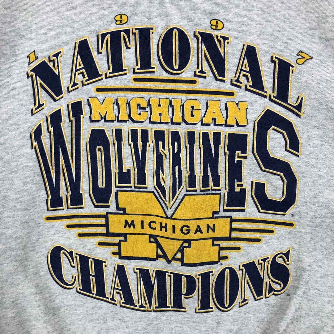 2000'S Fruit of the Loom BEST MICHIGAN University of Michigan College Sweatshirt (Men's Size L) cotton gray type Vintage Second Hand