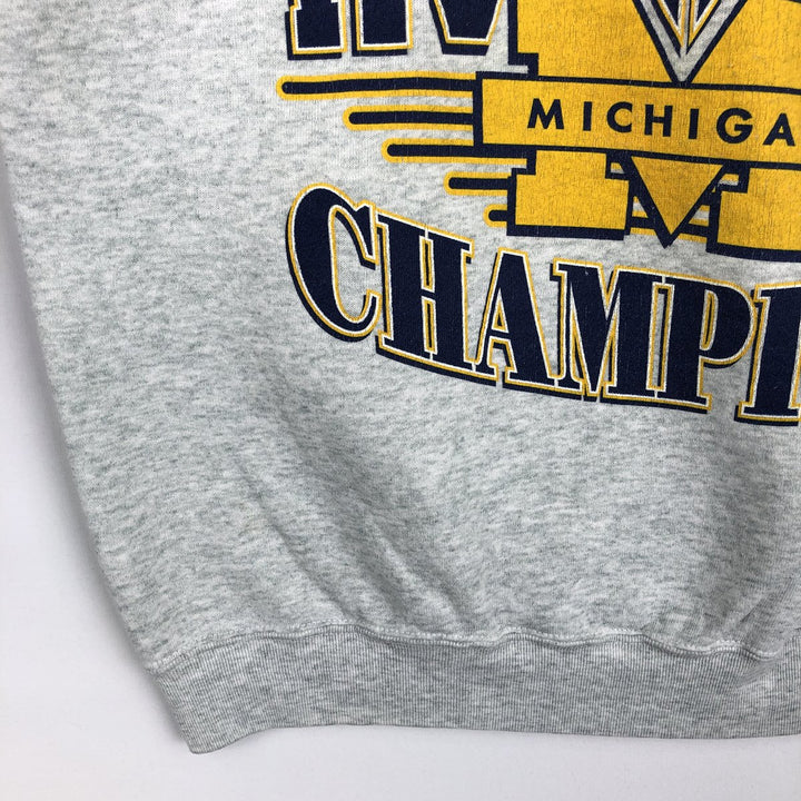 2000'S Fruit of the Loom BEST MICHIGAN University of Michigan College Sweatshirt (Men's Size L) cotton gray type Vintage Second Hand