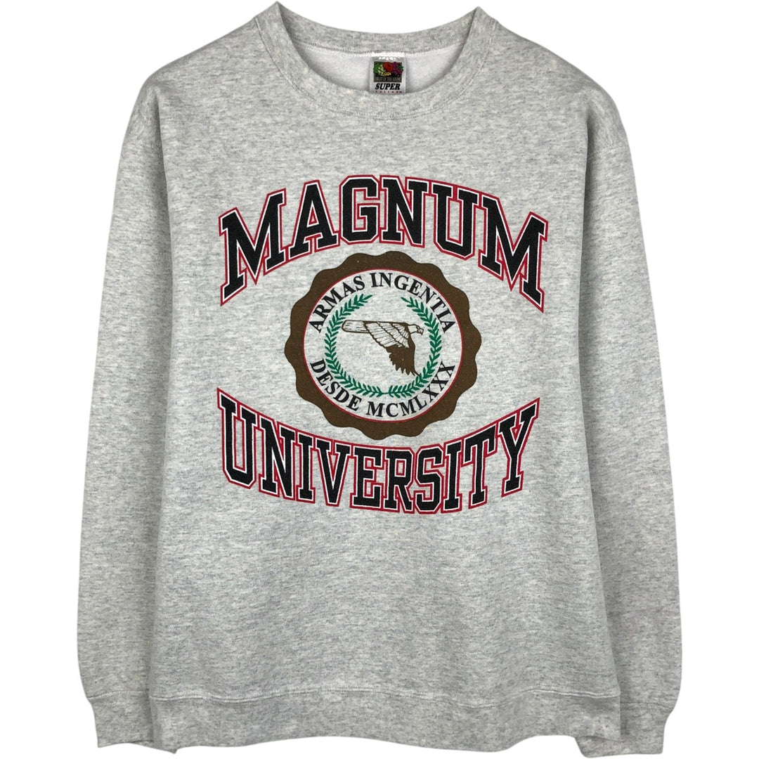 2000'S Fruit of the Loom SUPER cotton 3-print college sweatshirt (Men's size M equivalent) cotton gray type Vintage Second Hand