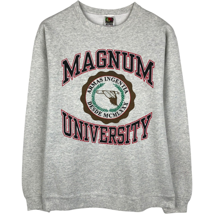 2000'S Fruit of the Loom SUPER cotton 3-print college sweatshirt (Men's size M equivalent) cotton gray type Vintage Second Hand