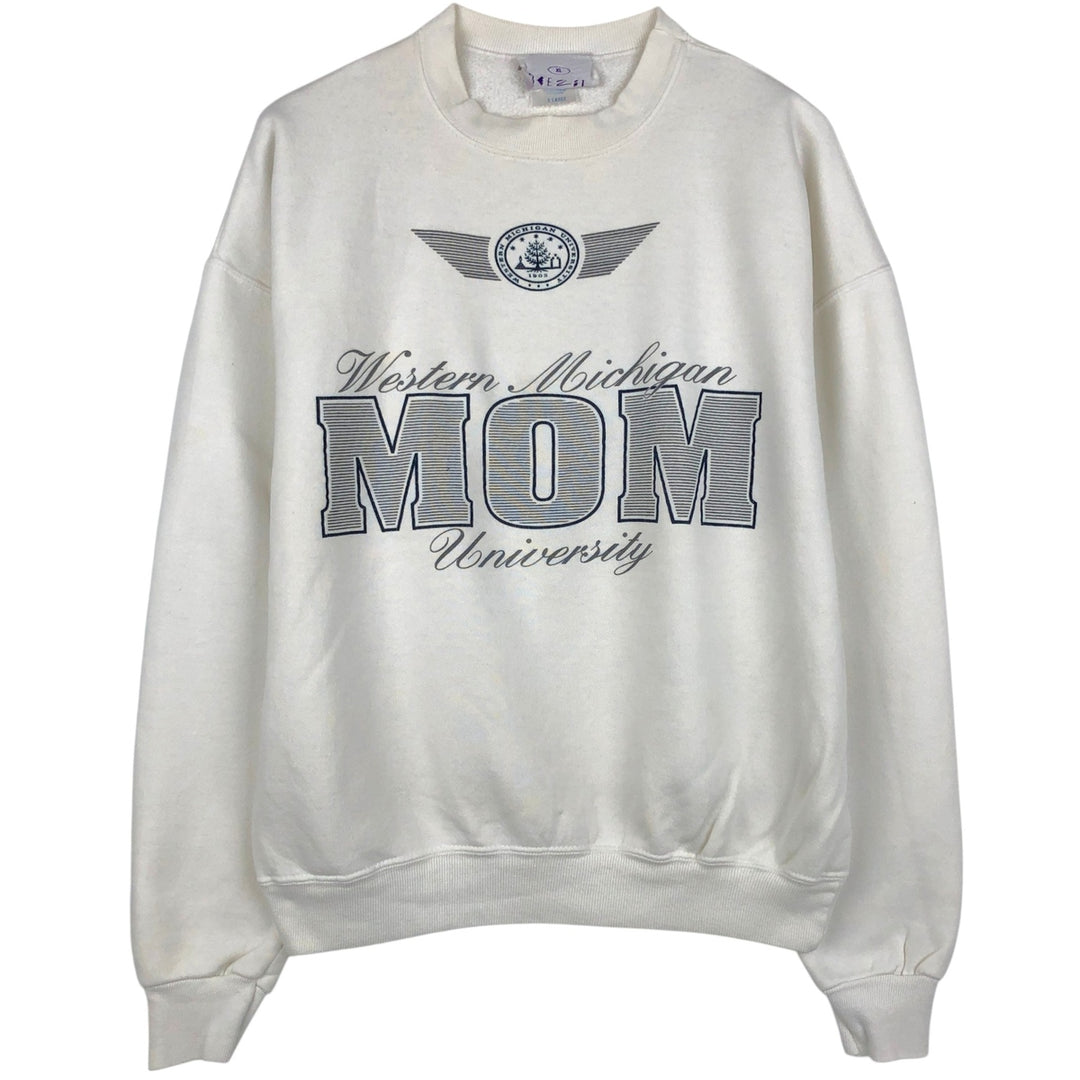 BEEZIL Print College Sweatshirt (Men's XL equivalent) polyester white type Vintage Second Hand