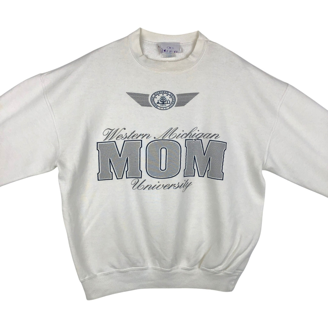 BEEZIL Print College Sweatshirt (Men's XL equivalent) polyester white type Vintage Second Hand