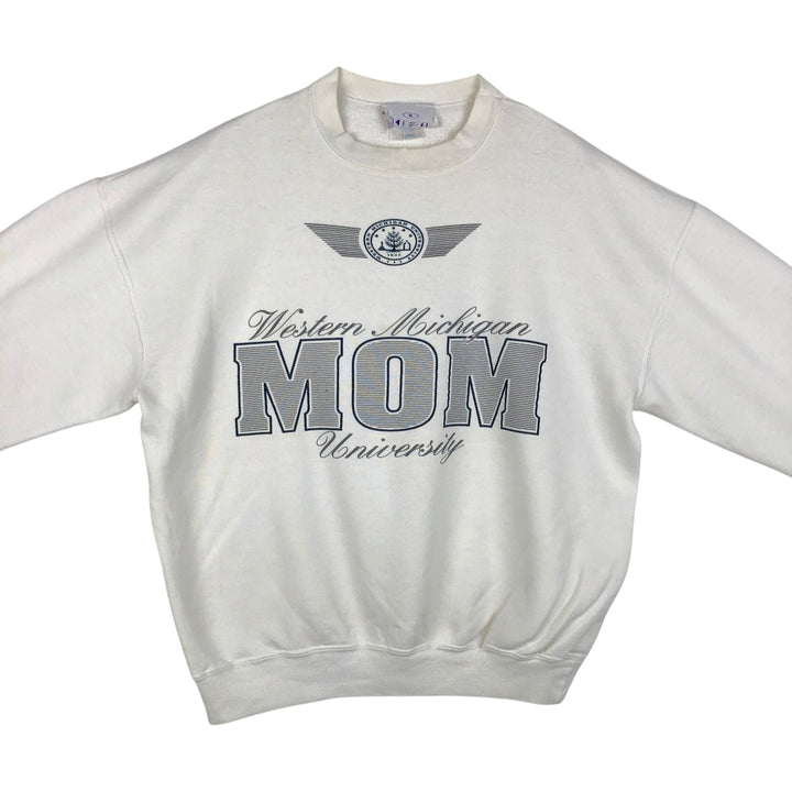 BEEZIL Print College Sweatshirt (Men's XL equivalent) polyester white type Vintage Second Hand