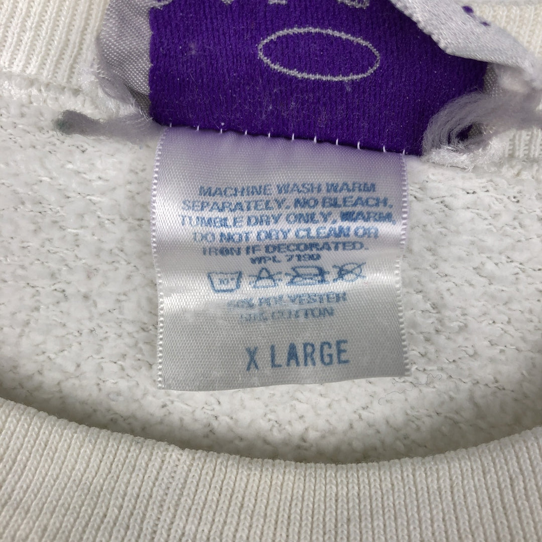 BEEZIL Print College Sweatshirt (Men's XL equivalent) polyester white type Vintage Second Hand