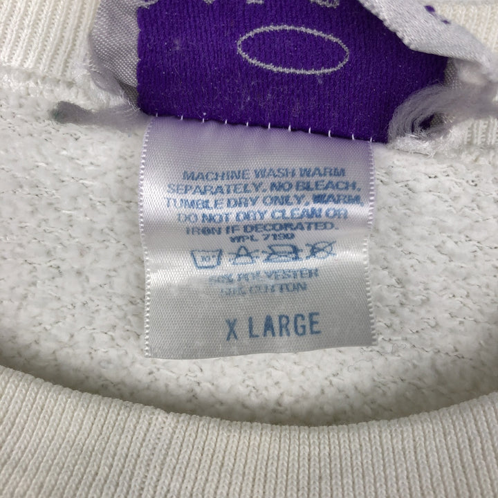BEEZIL Print College Sweatshirt (Men's XL equivalent) polyester white type Vintage Second Hand