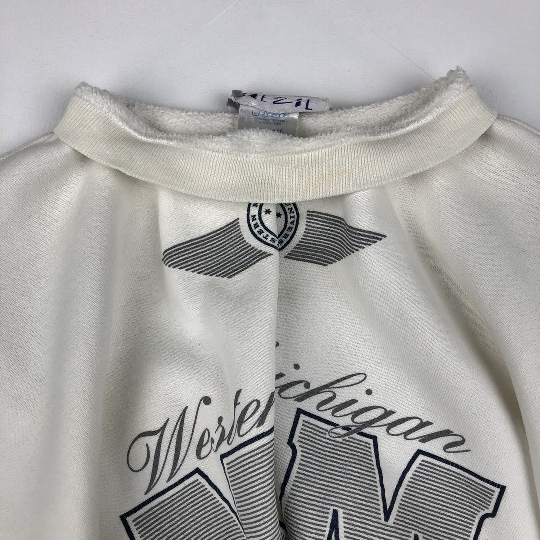 BEEZIL Print College Sweatshirt (Men's XL equivalent) polyester white type Vintage Second Hand