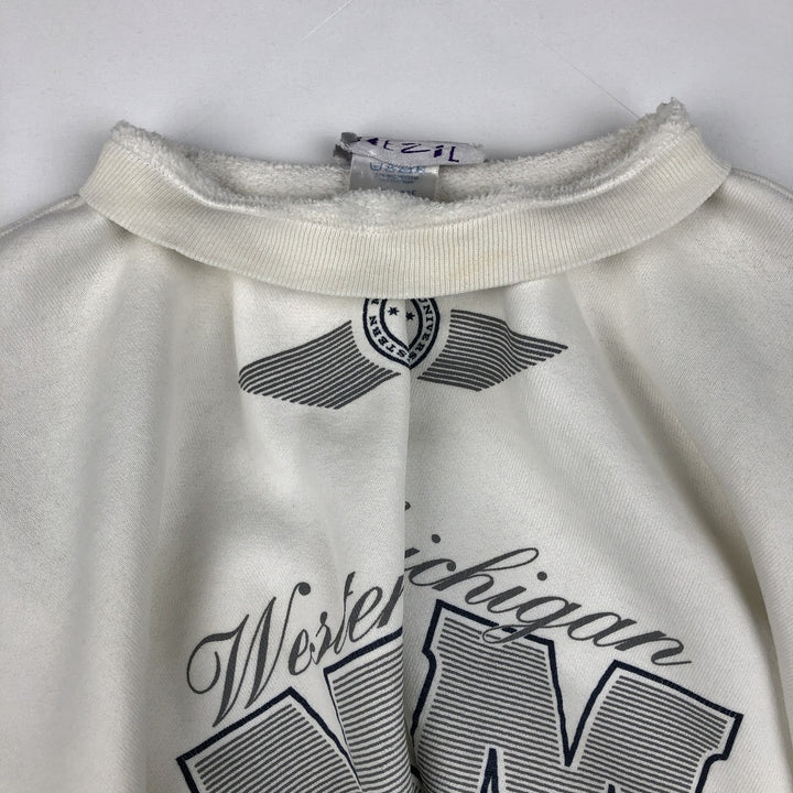 BEEZIL Print College Sweatshirt (Men's XL equivalent) polyester white type Vintage Second Hand