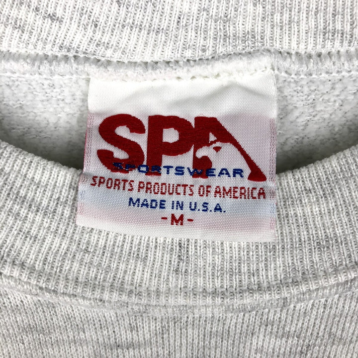 SPA Sportswear College Sweatshirt, Made in USA, Men's Size M polyester gray type Vintage Second Hand