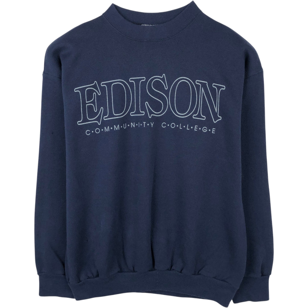 Velva Sheen College Sweatshirt, Made in USA, Men's Size L (approx.) cotton navy blue type Vintage Second Hand