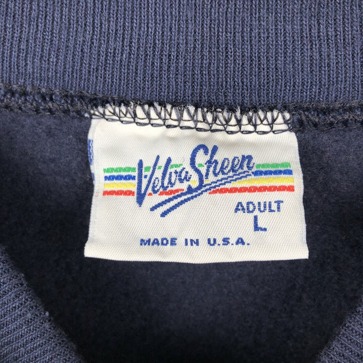 Velva Sheen College Sweatshirt, Made in USA, Men's Size L (approx.) cotton navy blue type Vintage Second Hand