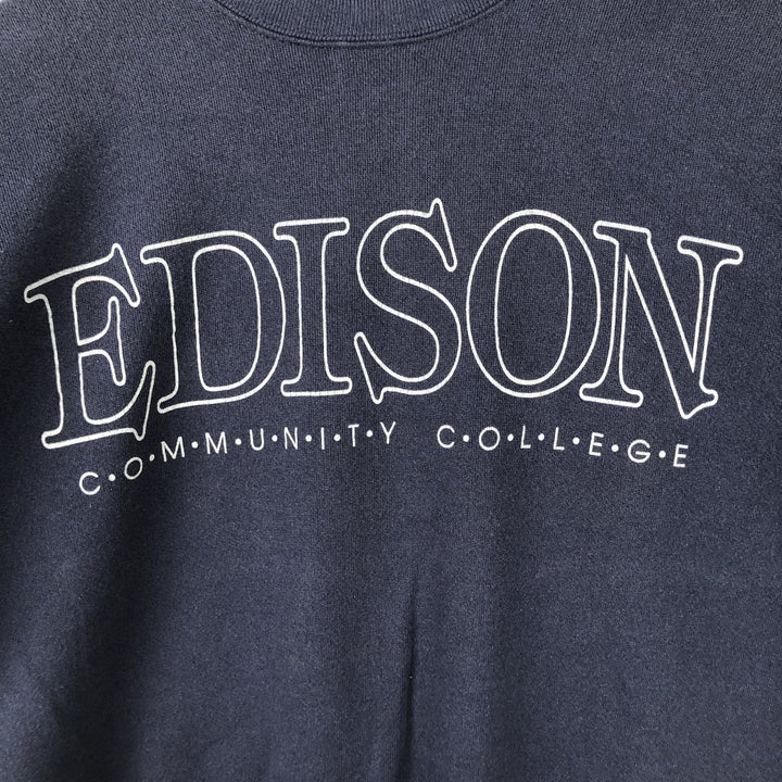 Velva Sheen College Sweatshirt, Made in USA, Men's Size L (approx.) cotton navy blue type Vintage Second Hand