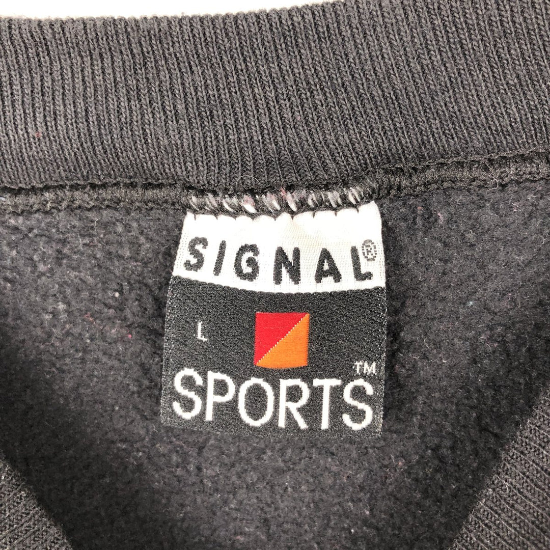 90'S SIGNAL SPORTS College Sweatshirt, Made in USA, Men's Size L (Equivalent), Vintage cotton black type Vintage Second Hand