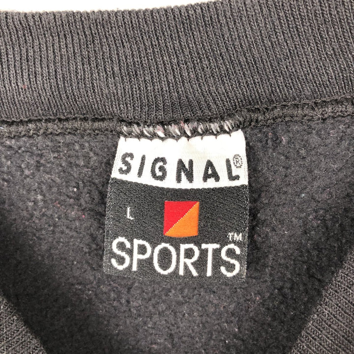 90'S SIGNAL SPORTS College Sweatshirt, Made in USA, Men's Size L (Equivalent), Vintage cotton black type Vintage Second Hand