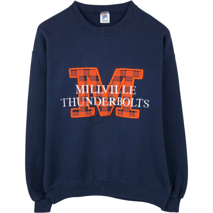 80s-90'S Jerzees SUPER SWEATS College Sweatshirt, Made in USA, Men's Size L (Equivalent), Vintage cotton navy blue type Vintage Second Hand