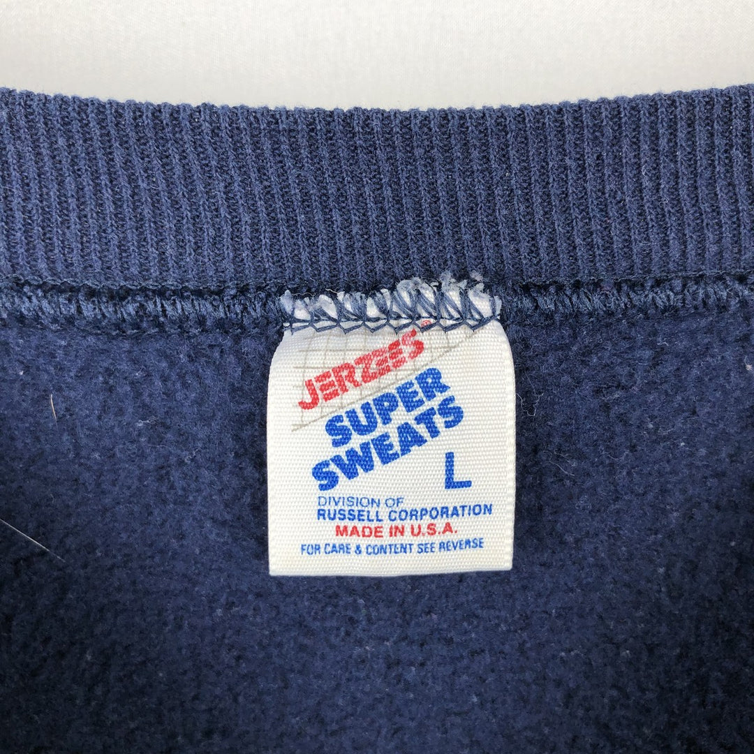 80s-90'S Jerzees SUPER SWEATS College Sweatshirt, Made in USA, Men's Size L (Equivalent), Vintage cotton navy blue type Vintage Second Hand