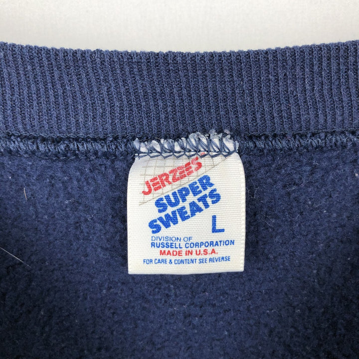 80s-90'S Jerzees SUPER SWEATS College Sweatshirt, Made in USA, Men's Size L (Equivalent), Vintage cotton navy blue type Vintage Second Hand