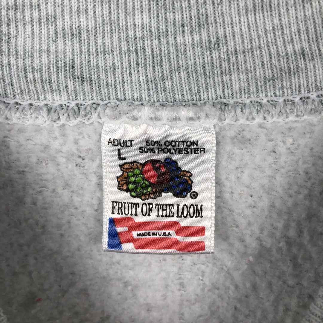 90'S Fruit of the Loom College Sweatshirt, Made in USA, Men's Size L, Vintage cotton gray type Vintage Second Hand
