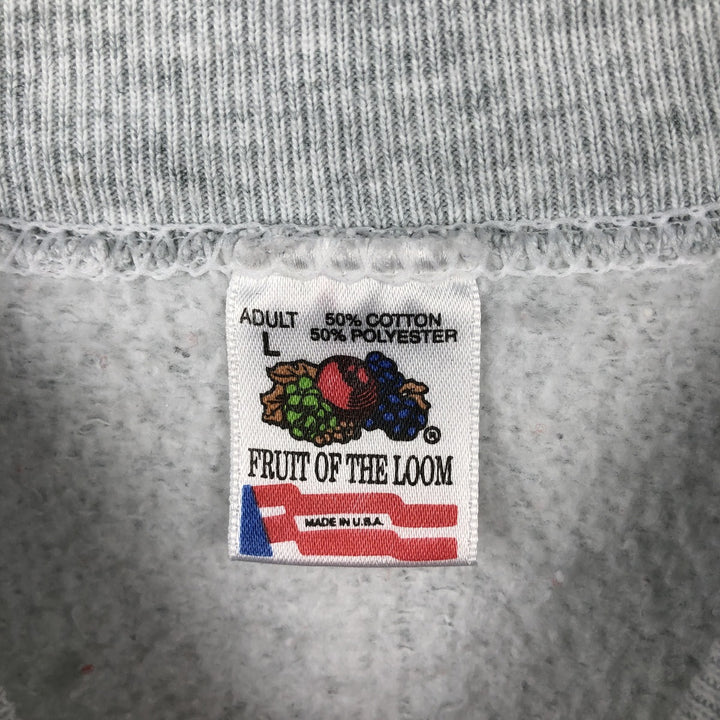 90'S Fruit of the Loom College Sweatshirt, Made in USA, Men's Size L, Vintage cotton gray type Vintage Second Hand