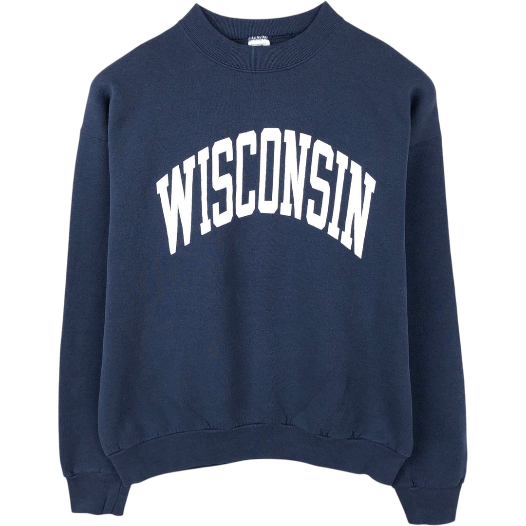 90'S Fruit of the Loom University of Wisconsin College Sweatshirt, Men's Size XL (Equivalent), Vintage unclear navy blue type Vintage Second Hand