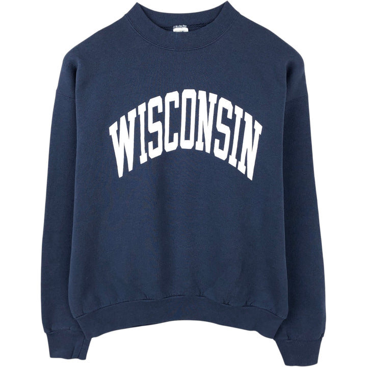 90'S Fruit of the Loom University of Wisconsin College Sweatshirt, Men's Size XL (Equivalent), Vintage unclear navy blue type Vintage Second Hand