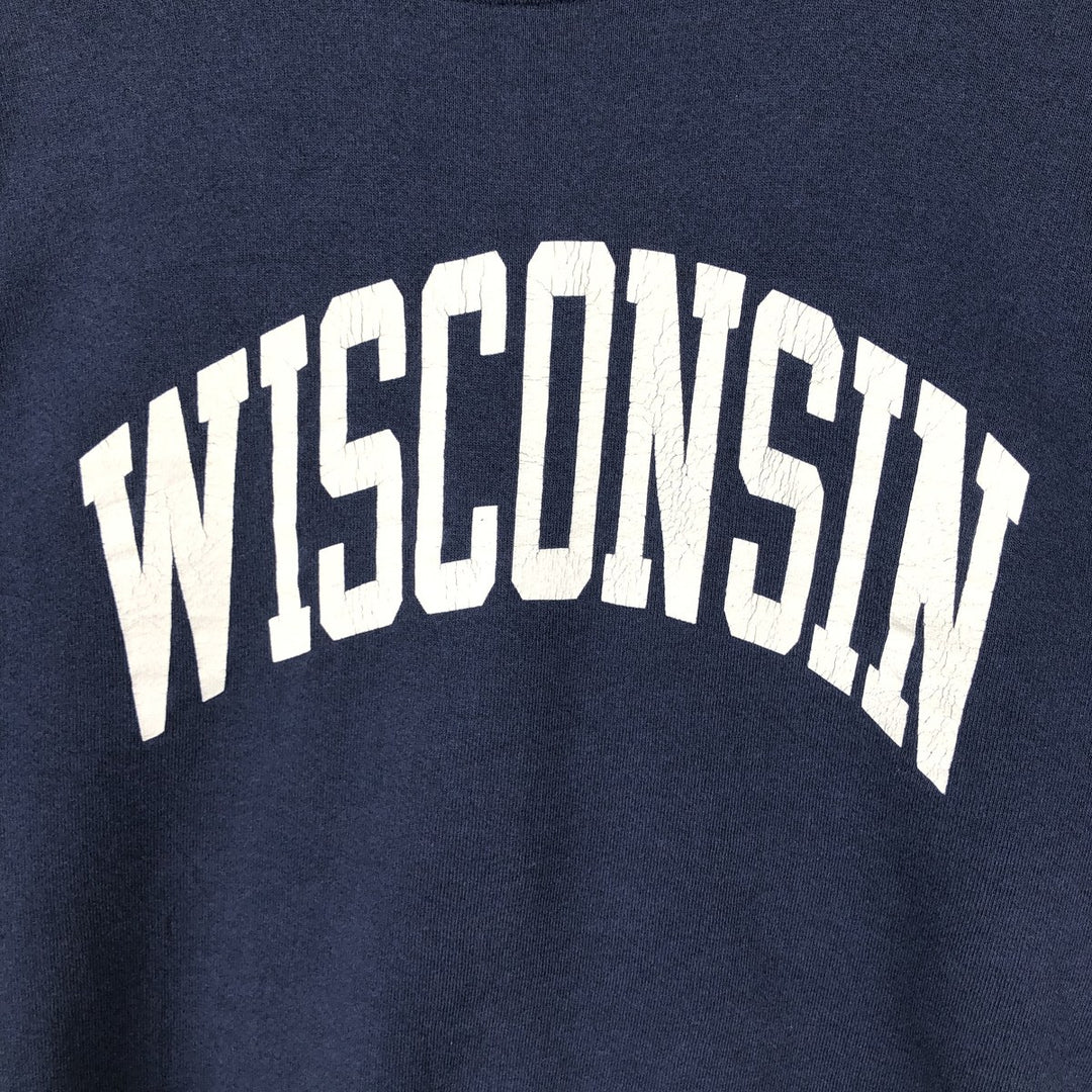 90'S Fruit of the Loom University of Wisconsin College Sweatshirt, Men's Size XL (Equivalent), Vintage unclear navy blue type Vintage Second Hand