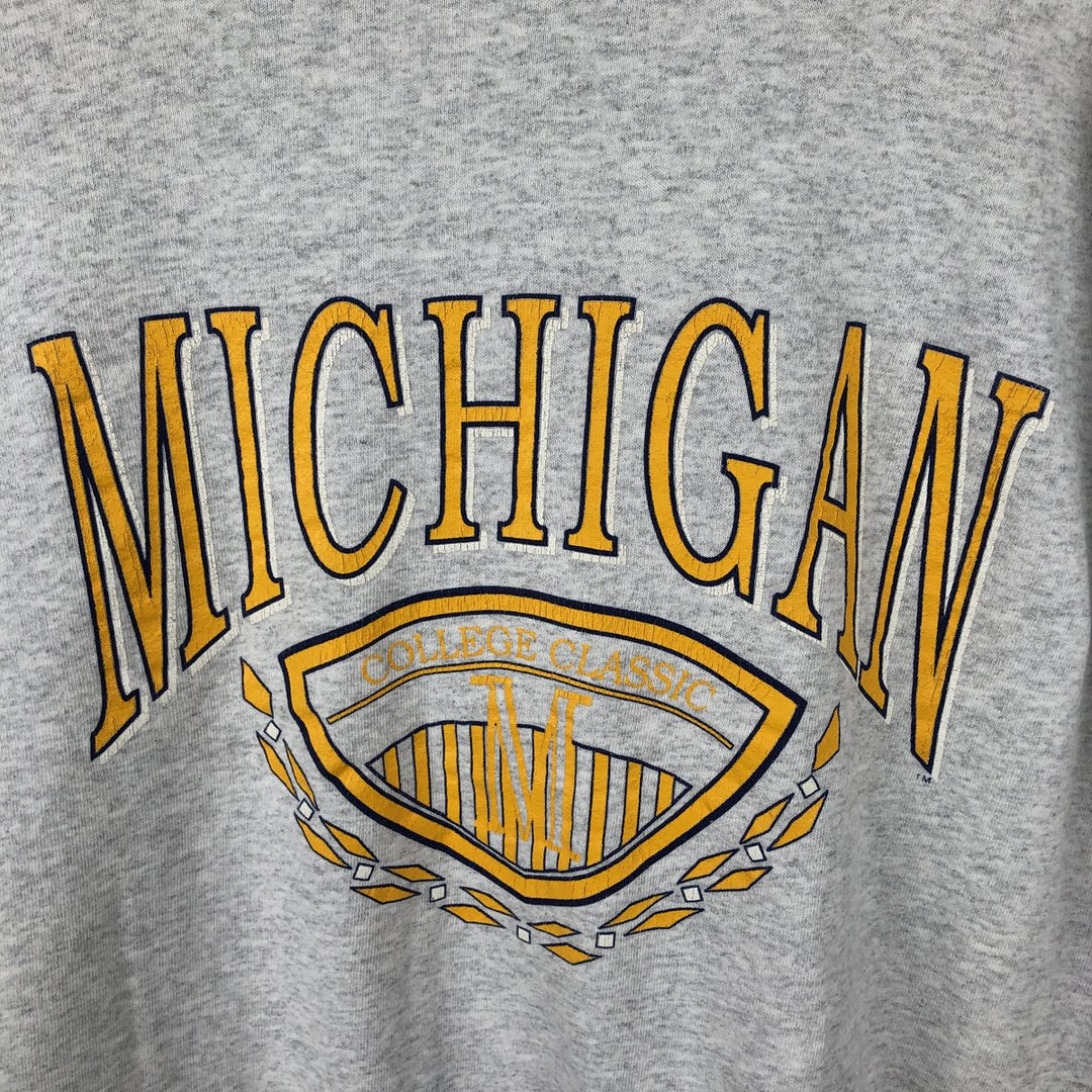 90'S GENUS MICHIGAN University of Michigan College Sweatshirt, Made in USA, Men's Size L (approx.), Vintage cotton gray type Vintage Second Hand