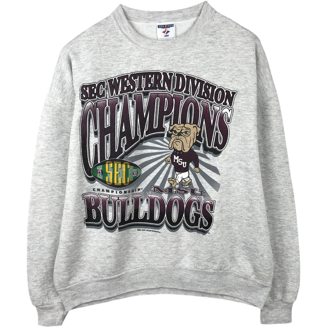 90'S Jerzees College Character Sweatshirt, Made in USA, Men's XL equivalent, Vintage cotton gray type Vintage Second Hand