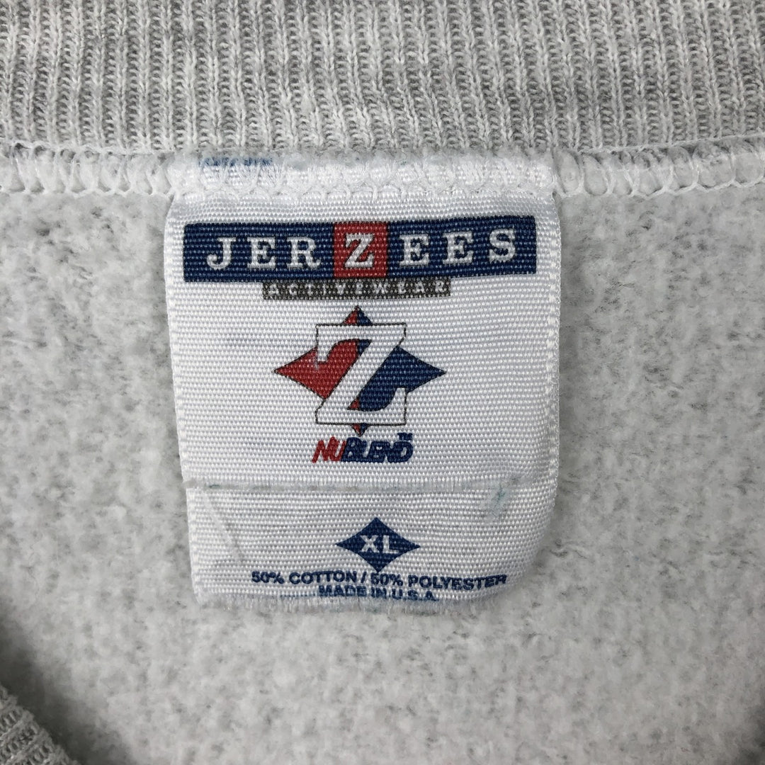 90'S Jerzees College Character Sweatshirt, Made in USA, Men's XL equivalent, Vintage cotton gray type Vintage Second Hand