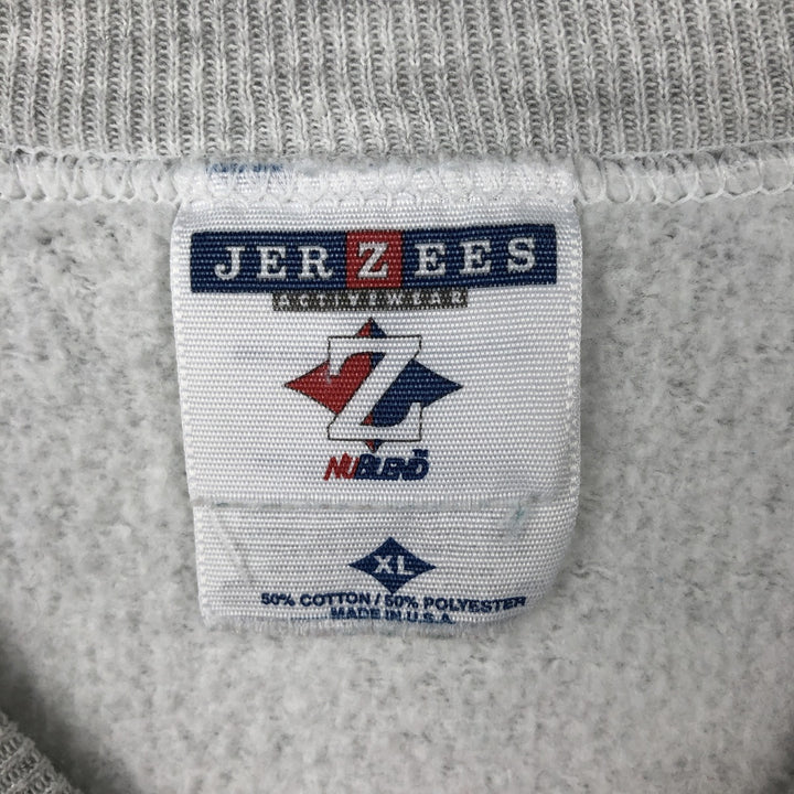 90'S Jerzees College Character Sweatshirt, Made in USA, Men's XL equivalent, Vintage cotton gray type Vintage Second Hand
