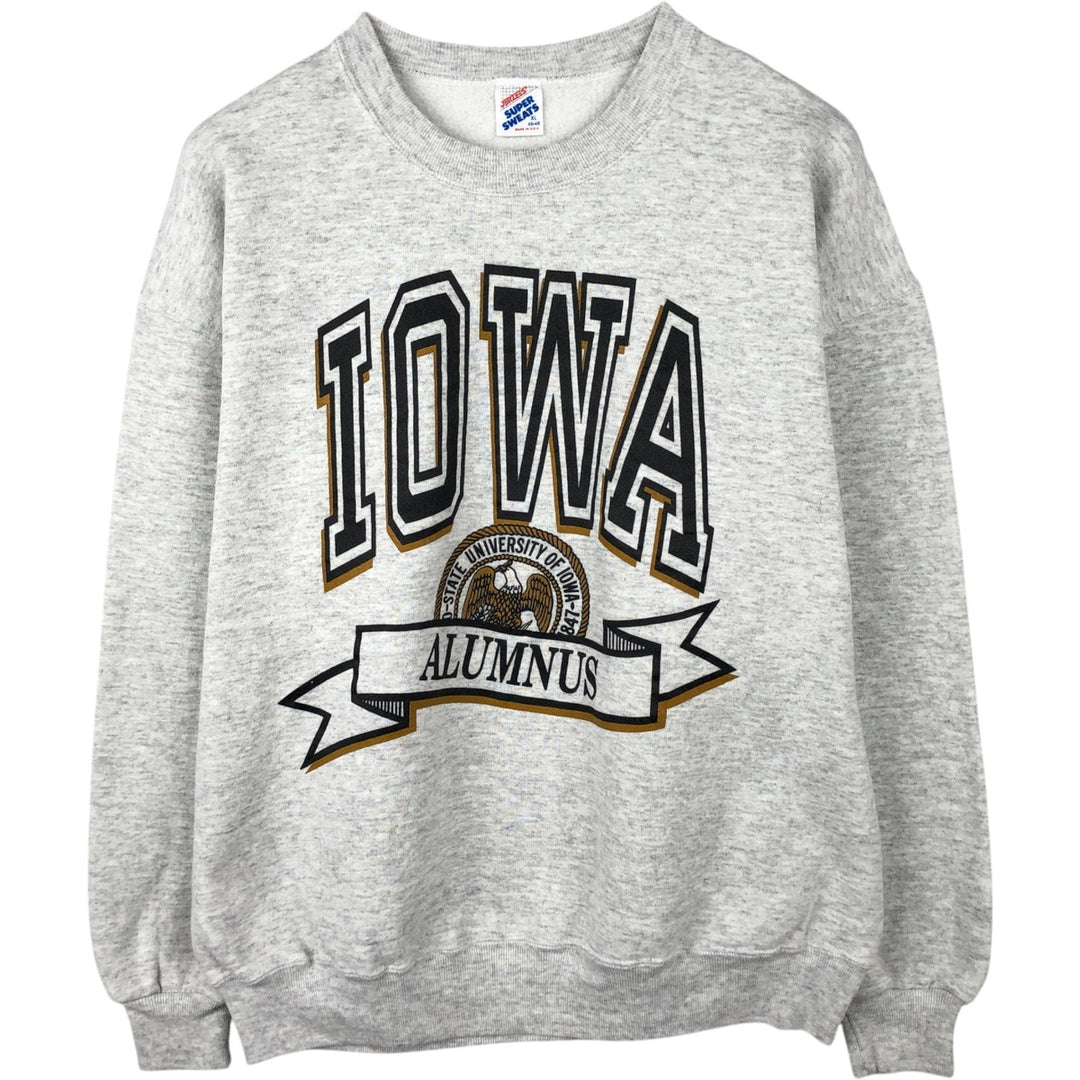 80s-90'S JERSEY'S SUPER SWEATS University of Iowa College Sweatshirt, Made in USA, Men's XL equivalent. cotton gray type Vintage Second Hand
