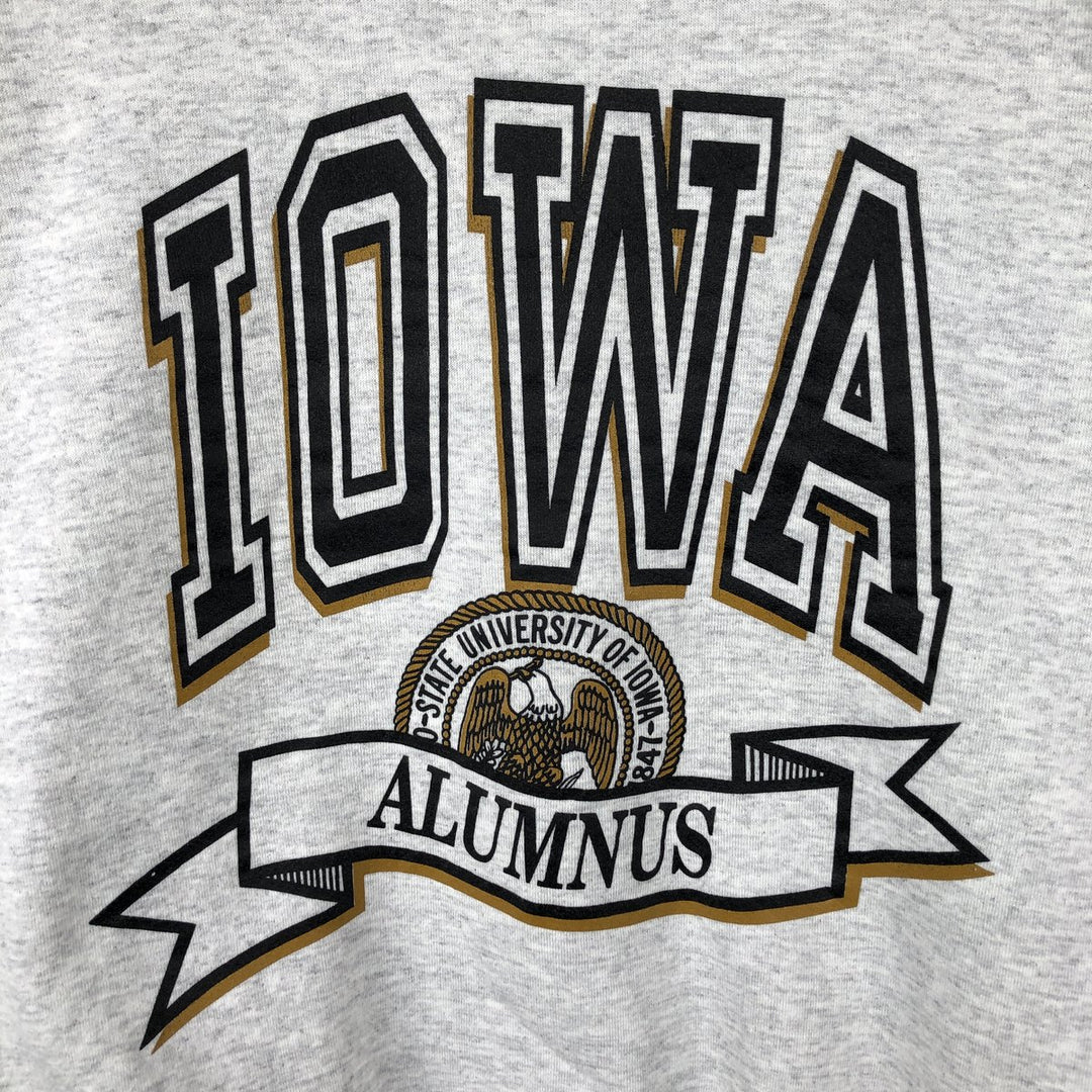 80s-90'S JERSEY'S SUPER SWEATS University of Iowa College Sweatshirt, Made in USA, Men's XL equivalent. cotton gray type Vintage Second Hand