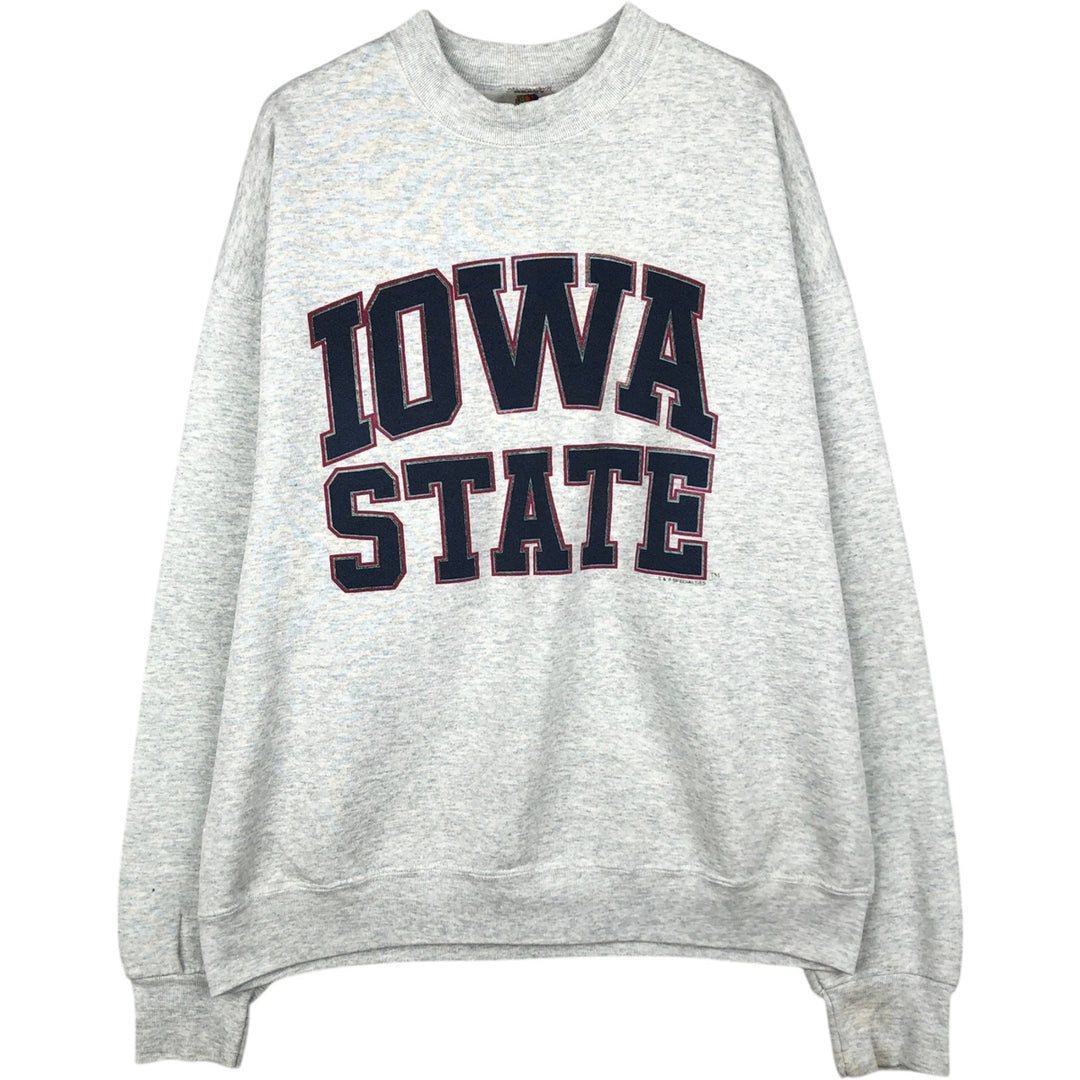 90'S Fruit of the Loom Iowa State University College Sweatshirt, Made in USA, Men's XL equivalent, Vintage cotton gray type Vintage Second Hand