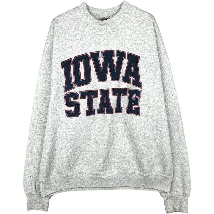 90'S Fruit of the Loom Iowa State University College Sweatshirt, Made in USA, Men's XL equivalent, Vintage cotton gray type Vintage Second Hand