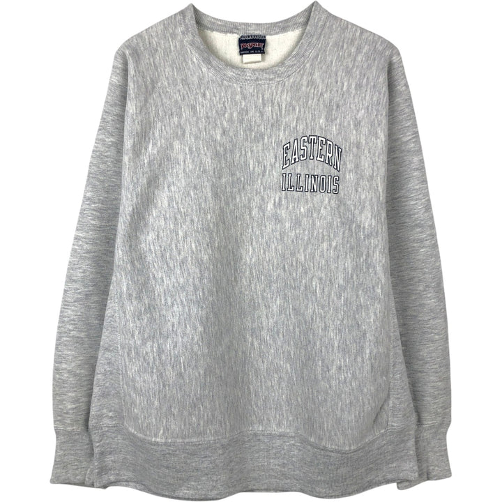 Jansport College Sweatshirt, Made in USA, Men's Size L (approx.), Long Sleeves, Double-Sided Print cotton gray type Vintage Second Hand