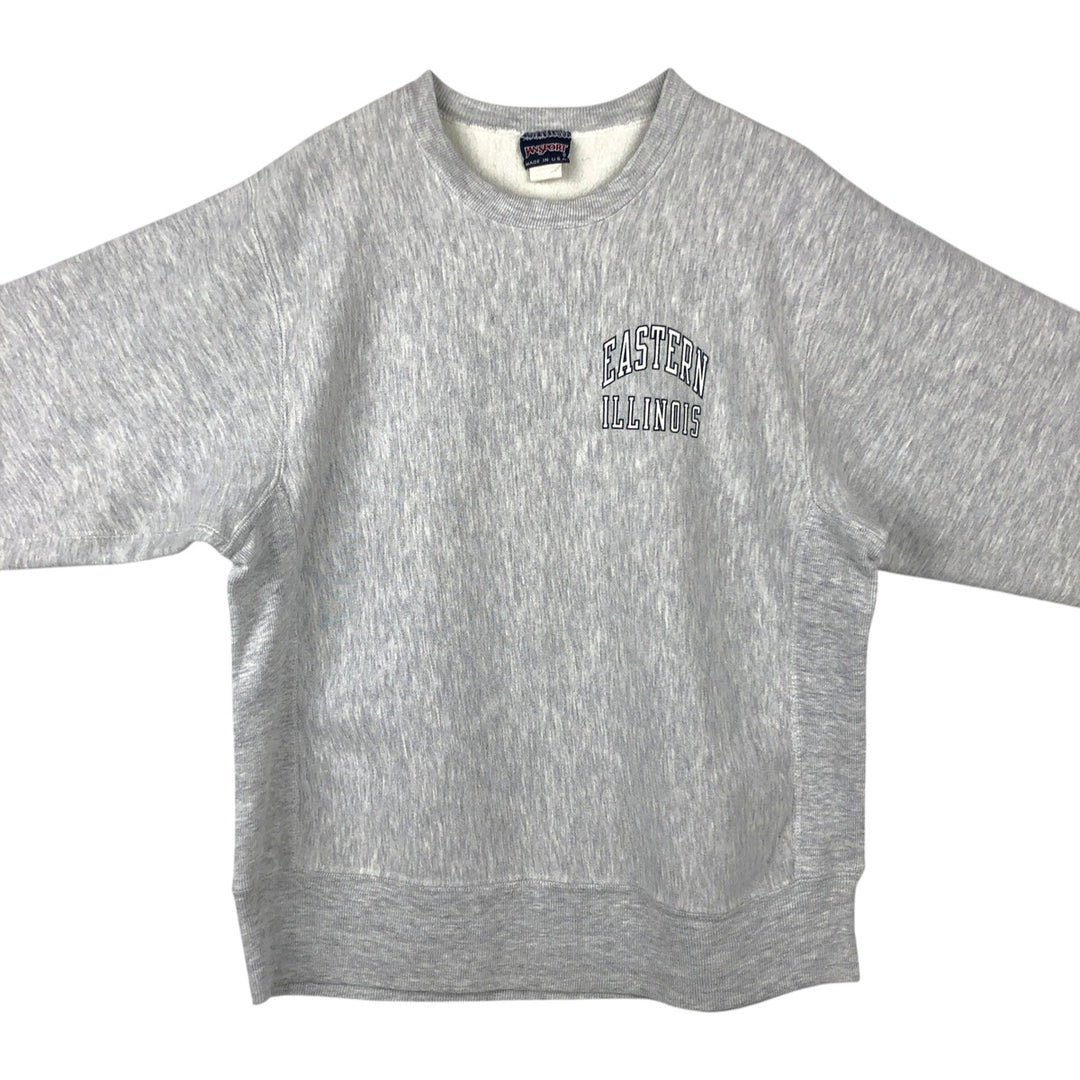 Jansport College Sweatshirt, Made in USA, Men's Size L (approx.), Long Sleeves, Double-Sided Print cotton gray type Vintage Second Hand