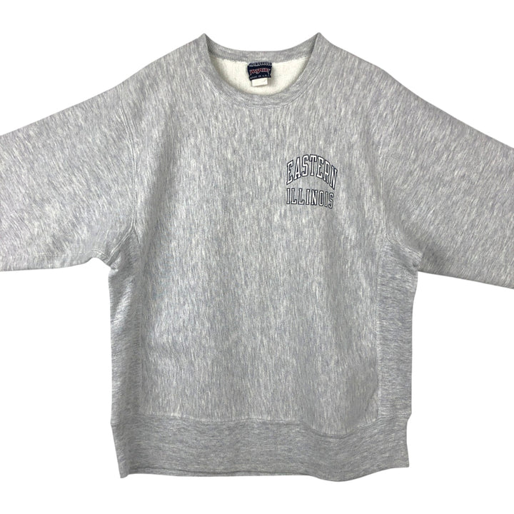 Jansport College Sweatshirt, Made in USA, Men's Size L (approx.), Long Sleeves, Double-Sided Print cotton gray type Vintage Second Hand