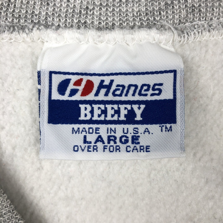 1980'S Hanes BEEFY Blue Tag College Sweatshirt, Made in USA, Men's Size L (approx.), Vintage cotton gray type Vintage Second Hand