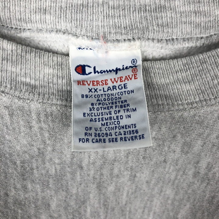 Vintage 90'S Champion Reverse Weave College Sweatshirt with Embroidered Tag, Men's Size XXL cotton gray type Vintage Second Hand