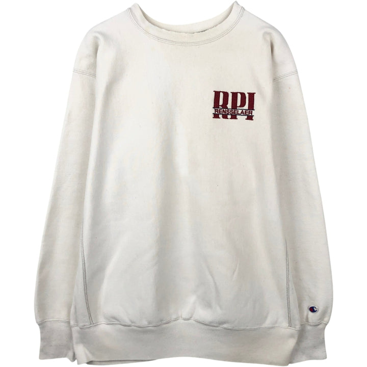 90'S Champion Reverse Weave Embroidered Tag College Sweatshirt Trainer Made in USA Men's XXL Vintage cotton pale white type Vintage Second Hand