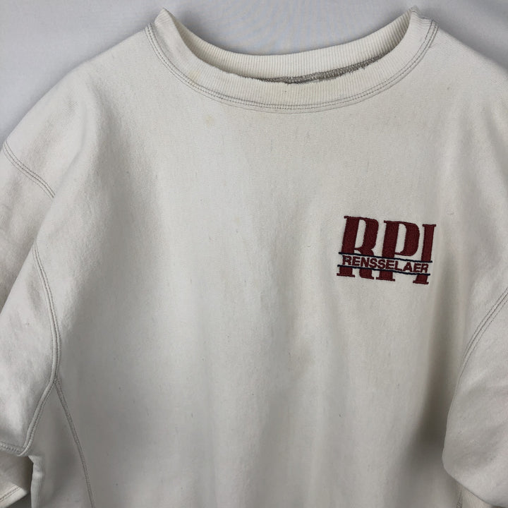 90'S Champion Reverse Weave Embroidered Tag College Sweatshirt Trainer Made in USA Men's XXL Vintage cotton pale white type Vintage Second Hand