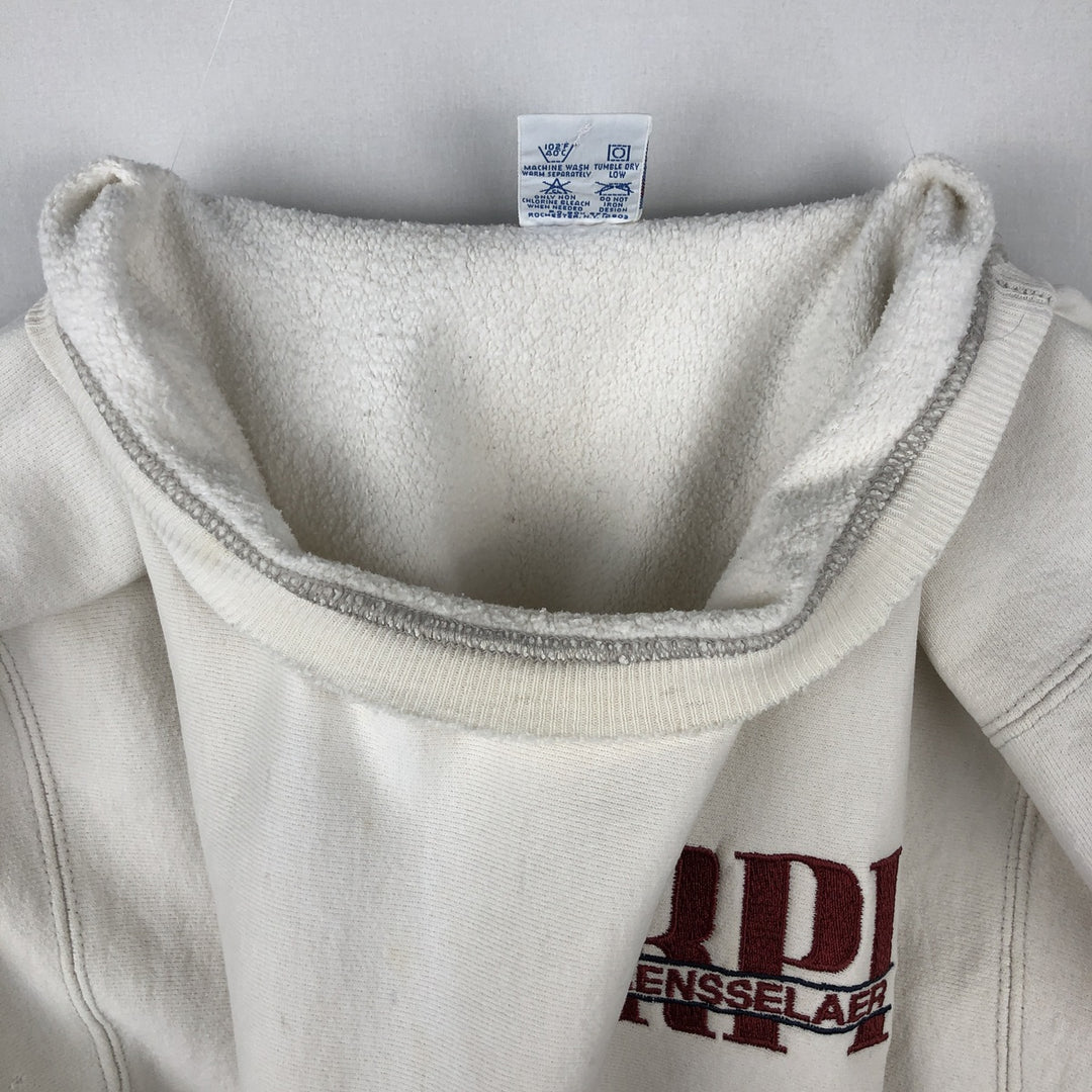 90'S Champion Reverse Weave Embroidered Tag College Sweatshirt Trainer Made in USA Men's XXL Vintage cotton pale white type Vintage Second Hand
