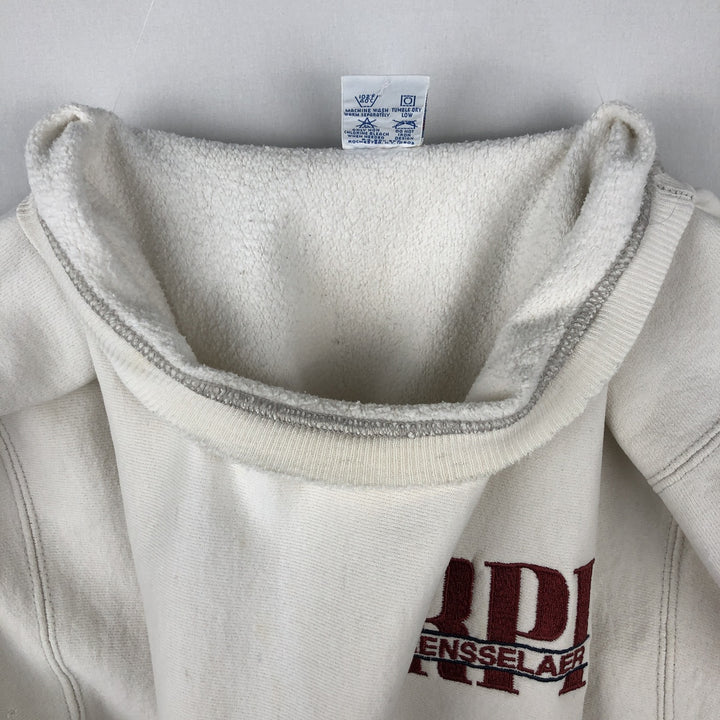 90'S Champion Reverse Weave Embroidered Tag College Sweatshirt Trainer Made in USA Men's XXL Vintage cotton pale white type Vintage Second Hand