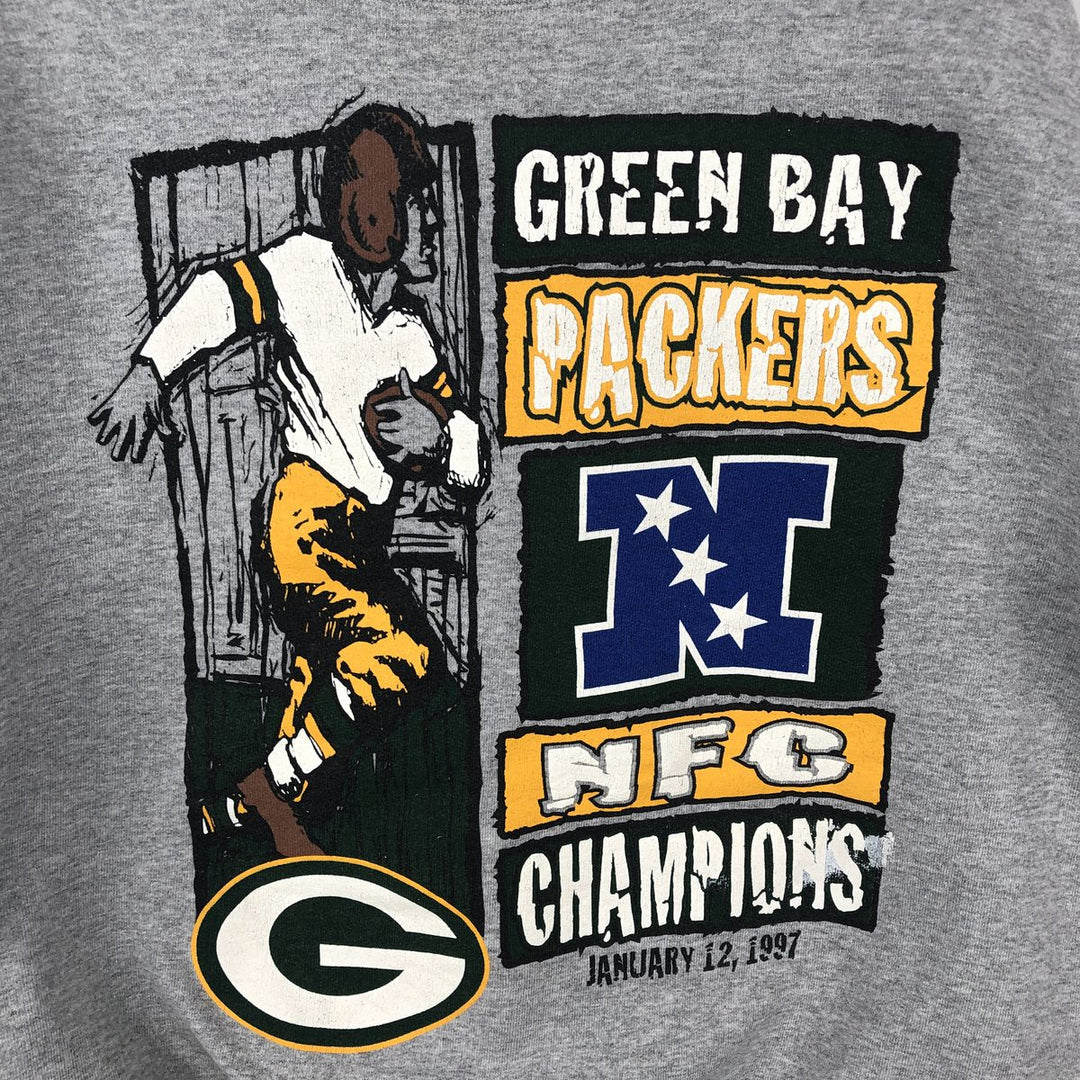 Vintage '90'S Starter NFL Green Bay Packers Printed Sweatshirt, Made in USA, Men's Size L cotton gray type Vintage Second Hand