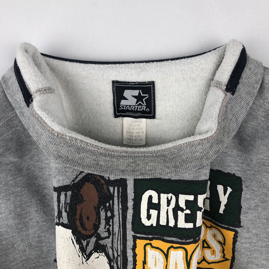 Vintage '90'S Starter NFL Green Bay Packers Printed Sweatshirt, Made in USA, Men's Size L cotton gray type Vintage Second Hand