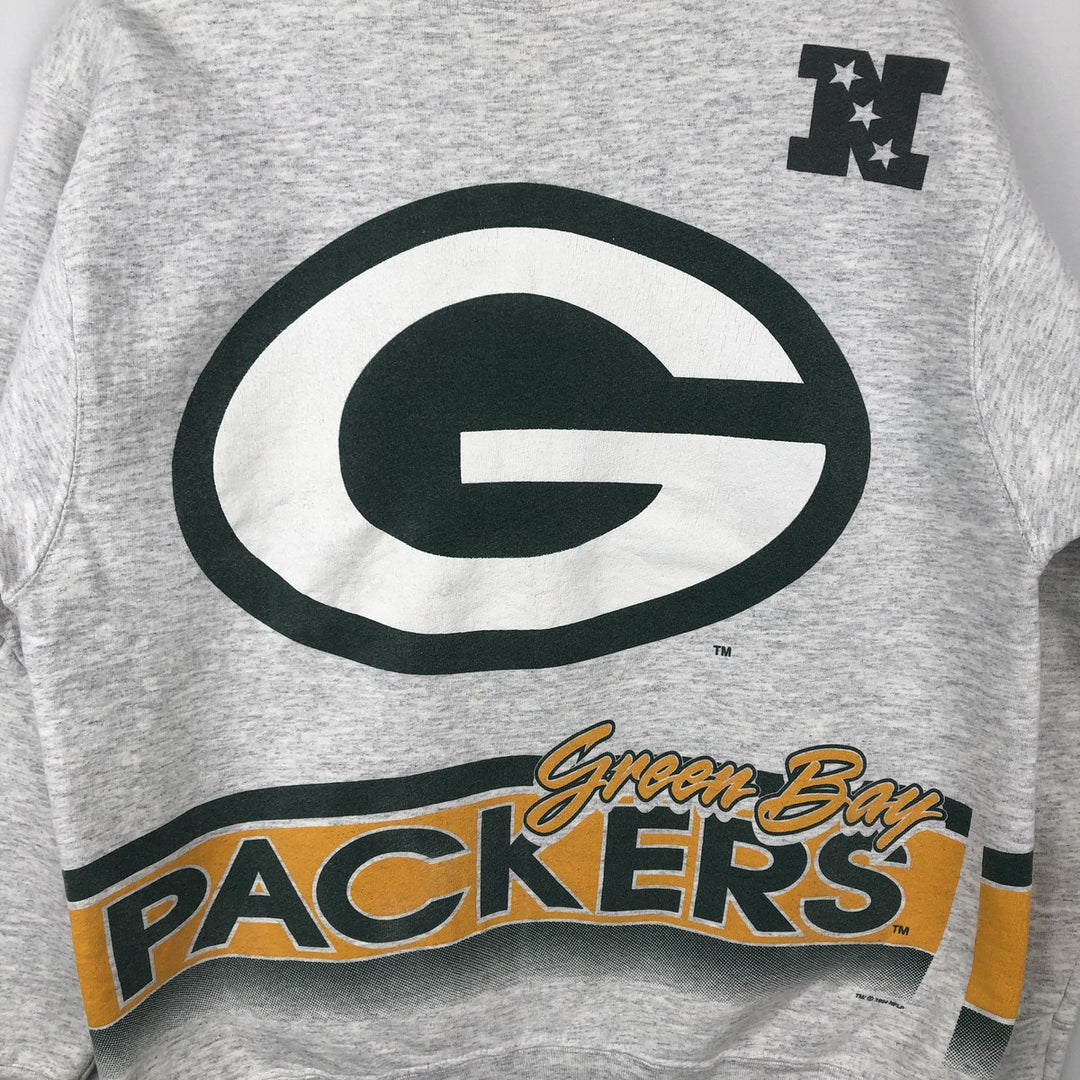 Vintage 90'S SALEM NFL Green Bay Packers Print Sweatshirt, Made in USA, Men's Size L cotton gray type Vintage Second Hand