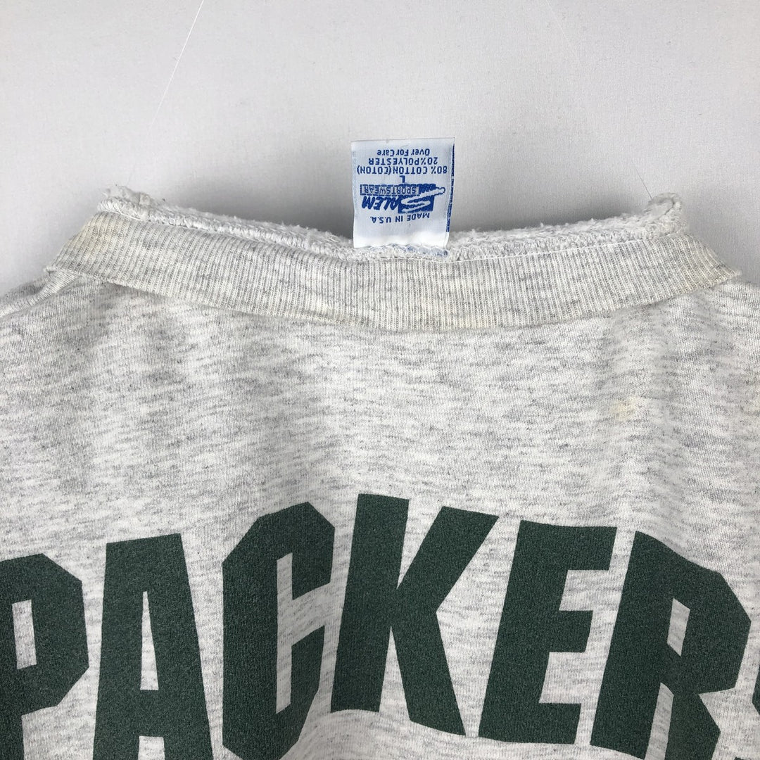 Vintage 90'S SALEM NFL Green Bay Packers Print Sweatshirt, Made in USA, Men's Size L cotton gray type Vintage Second Hand