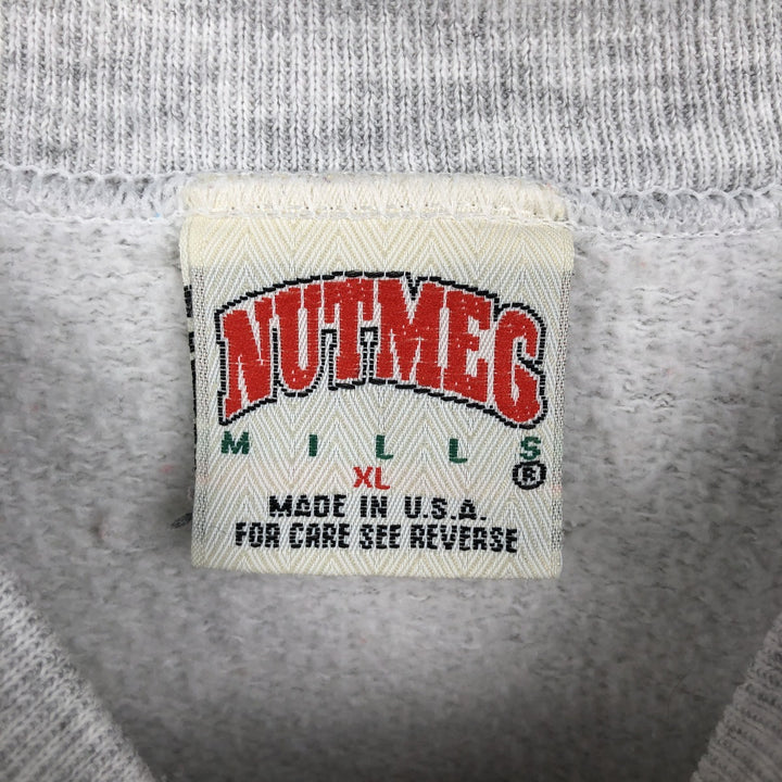 90'S Nutmeg NHL Anaheim Mighty Daks Print Sweatshirt, Made in USA, Men's XL (approx.) cotton gray type Vintage Second Hand