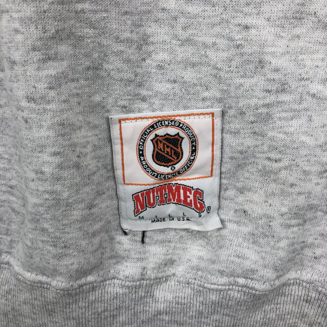 90'S Nutmeg NHL Anaheim Mighty Daks Print Sweatshirt, Made in USA, Men's XL (approx.) cotton gray type Vintage Second Hand
