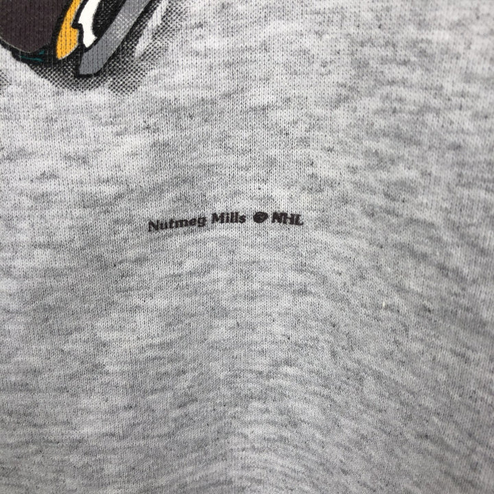 90'S Nutmeg NHL Anaheim Mighty Daks Print Sweatshirt, Made in USA, Men's XL (approx.) cotton gray type Vintage Second Hand