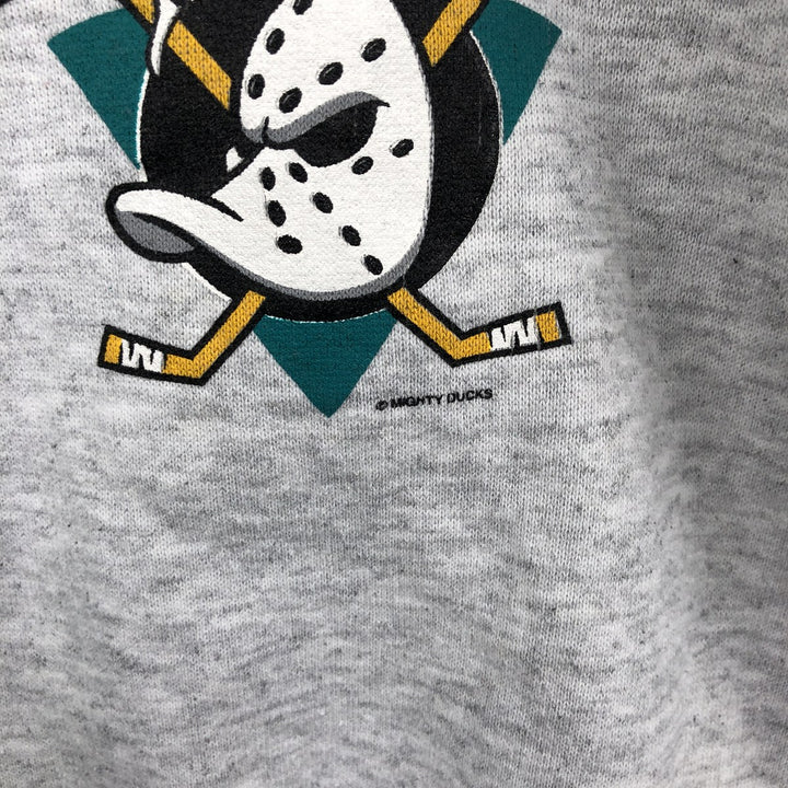 90'S Nutmeg NHL Anaheim Mighty Daks Print Sweatshirt, Made in USA, Men's XL (approx.) cotton gray type Vintage Second Hand